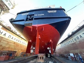 Специалистами судоремонтной службы АСПО Южного центра (входит в ОСК) завершен капитальный доковый ремонт судна проекта 92-040 тип Амур