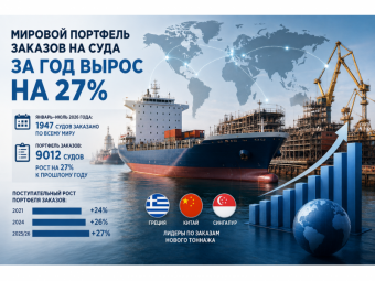Мировой портфель заказов на суда за год вырос на 27%