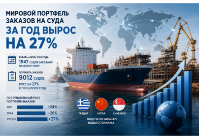 Мировой портфель заказов на суда за год вырос на 27%