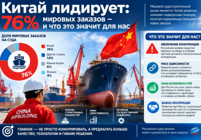 Китай лидирует: 76% мировых заказов — и что это значит для нас